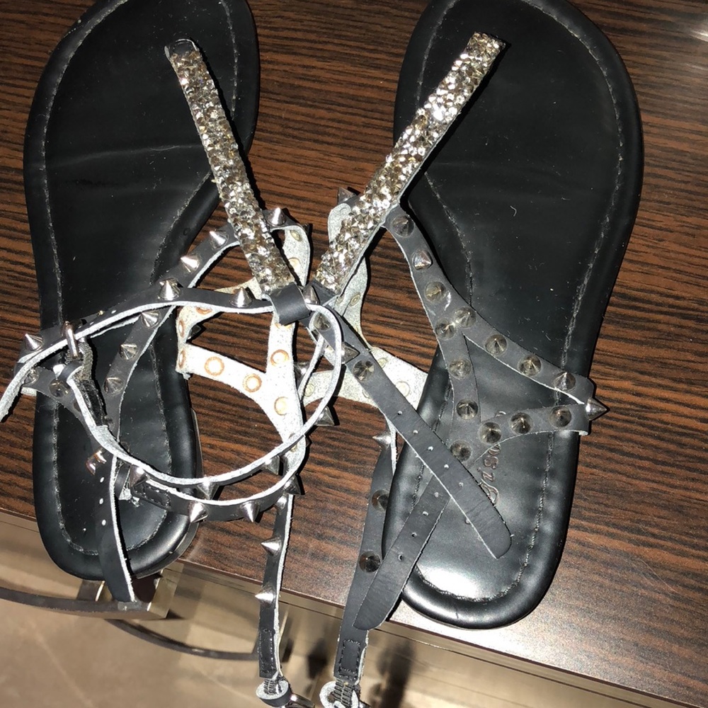 studded black sandals
